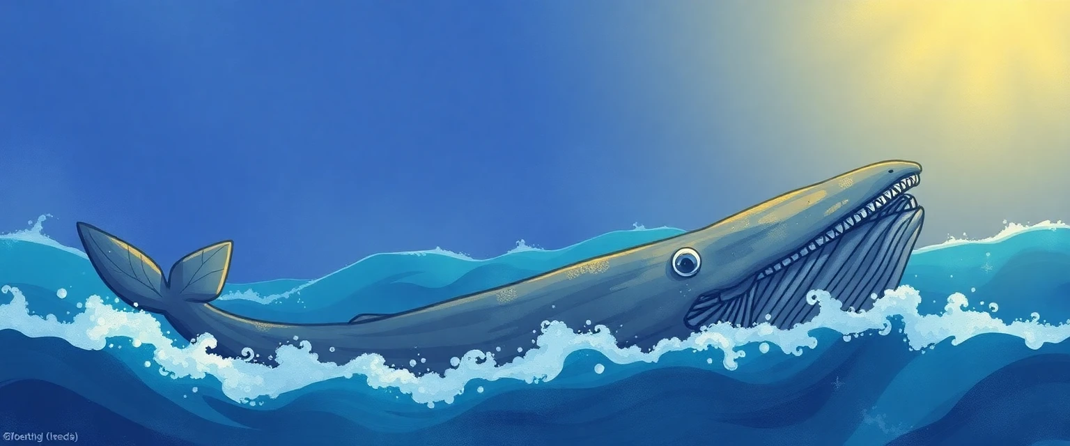 صورة لحوت أزرق كبير يسبح في المحيط