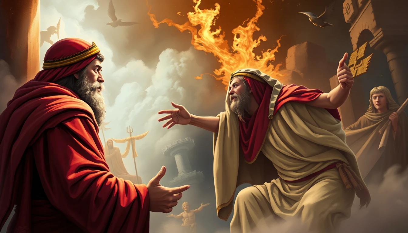 رسم توضيحي لموسى عليه السلام يواجه فرعون