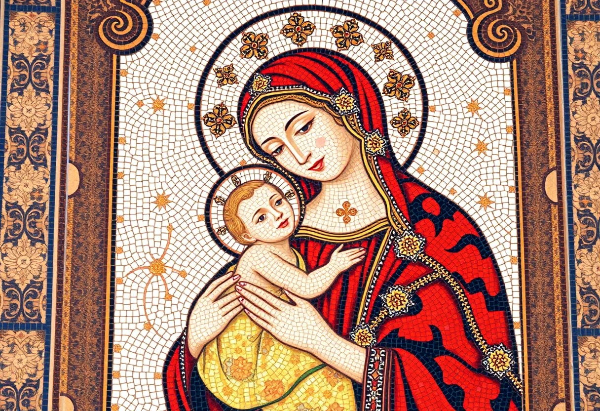 مريم العذراء تحمل طفلها