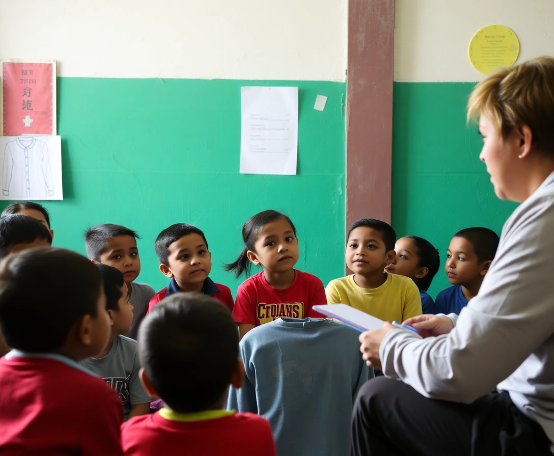 أطفال يستمعون باهتمام لمعلمهم