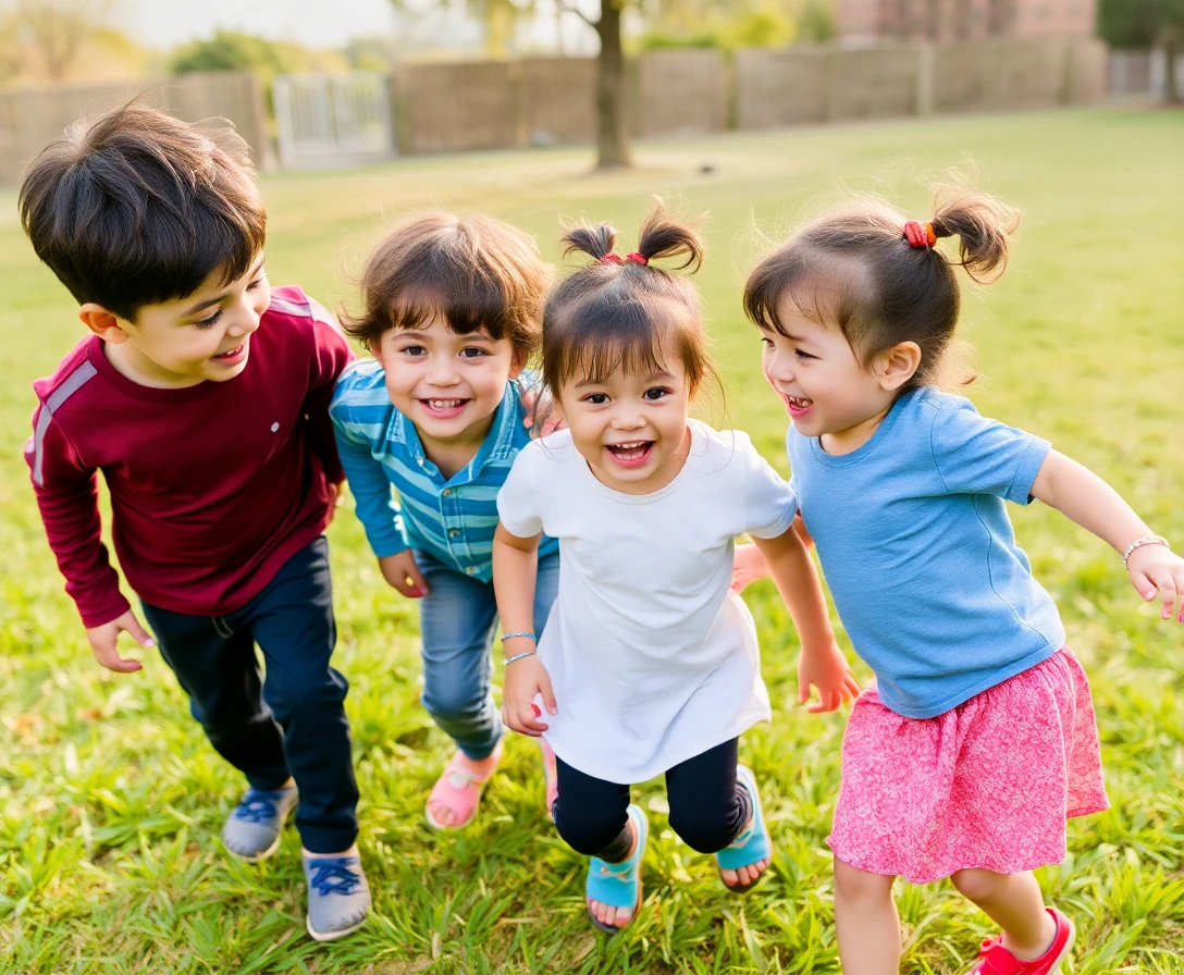 طفل يشارك ألعابه مع أصدقائه